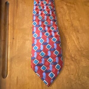 Bugatti Mens 100% Italian Silk Geometric Tie Blue Red Necktie